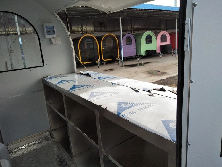 mobile bar with stainless steel table